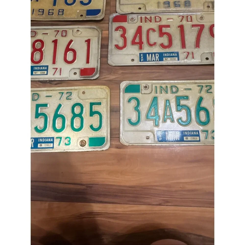 Lot of 11 Vintage Indiana License Plates 1957 1959 1962 1967 1968 1970 1972
